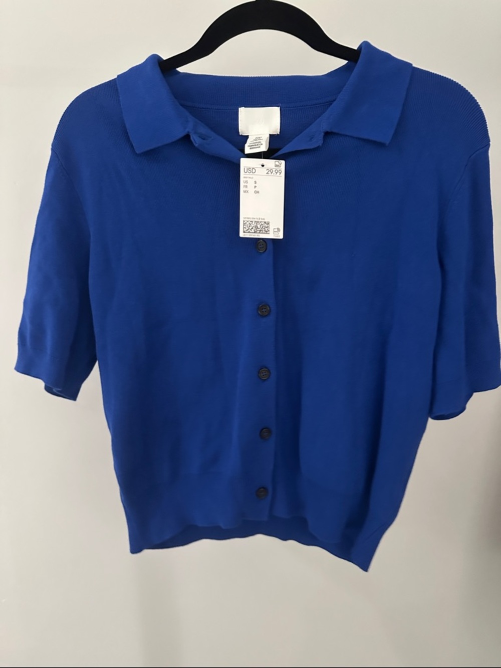 H&M Royal Blue Short-Sleeve Button Cardigan